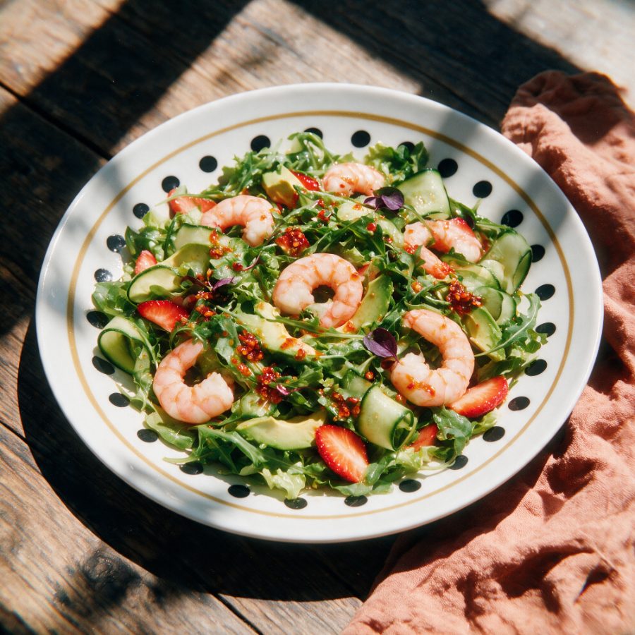 Gambas y fresas